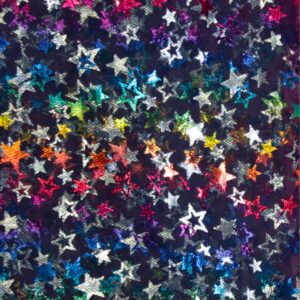 Tüll - värviliste tähtedega, tumesinine