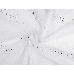 Tüll - hõbedase sädelusega, valge