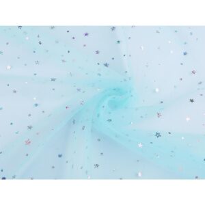 Tüll - hõbedaste tähtedega, helesinine