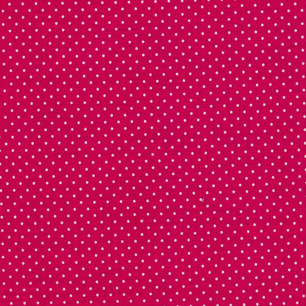 Puuvillapopliin, valgete täppidega, fuksiaroosa