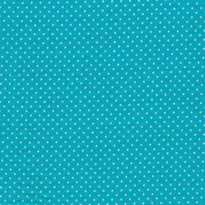 Puuvillapopliin, valgete täppidega, türkiissinine