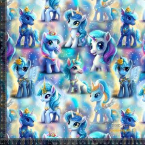 Trikotaaž - ükssarvikud sinisel