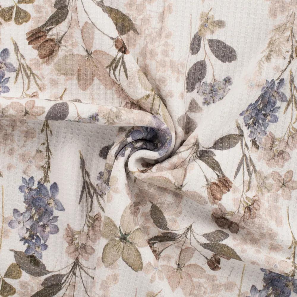 Vahveltrikotaaž, lillad ja beežid lilled - Image 2