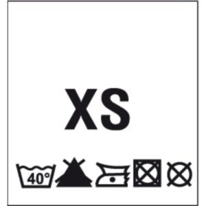 Õmmeldav suurusesilt hooldusjuhistega, 200 tk, suurus XS