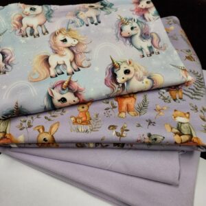 Lavendlililla komplekt metsaloomade ja ükssarvikutega, 3,9 m