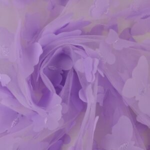 Tüll - 3D liblikatega, lavendlililla