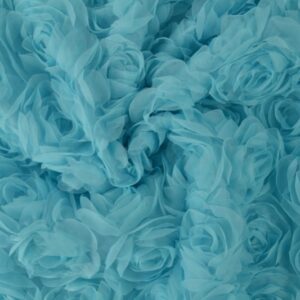 Tüll - 3D roosidega, helesinine