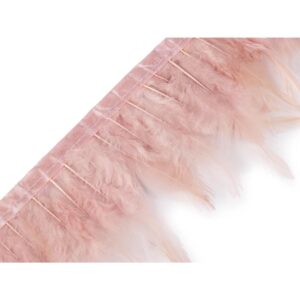Sulgedega õmmeldav riba, puudriroosa, suled 7-11 cm, 10 m pakis