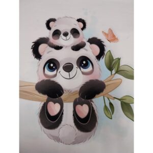 Trikotaažpaneel - pandakarud oksal, 45x55 cm