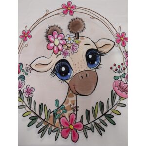 Trikotaažpaneel - kaelkirjak lilledega, 45x55 cm