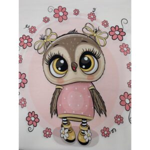 Trikotaažpaneel - linnuke lilleringis, 45x55 cm