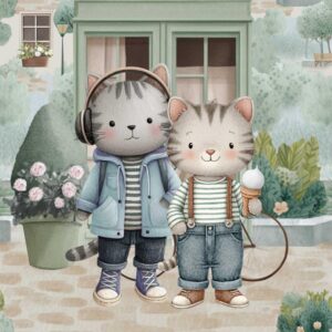 Dressikangast paneel, 40x50 cm, kassid linnas