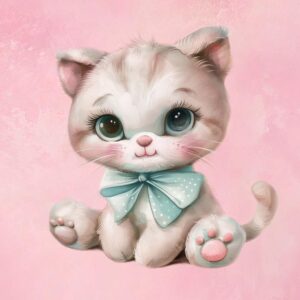 Dressikangast paneel, 40x50 cm, kassipoeg sinise lipsuga roosal