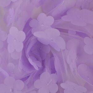 Tüll - 3D lilledega, lavendlililla