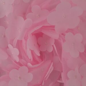 Tüll - 3D lilledega, roosa