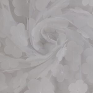 Tüll - 3D lilledega, valge